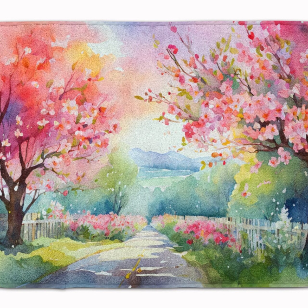 Edge Collections - 19" X 27" - Pink - Michigan Apple Blossoms Memory Foam Kitchen Mat Machine Washable - 1 Piece